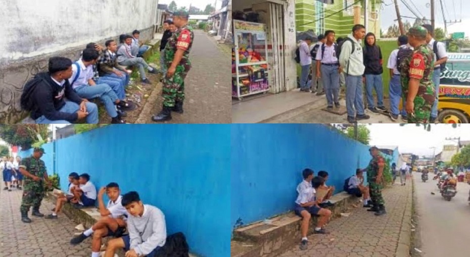 Babinsa Koramil 03/Berastagi Nasehati Siswa SMK dan SMP Jangan Berkeliaran Saat Jam Sekolah