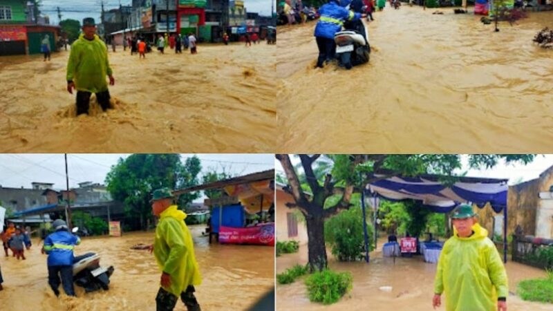 Kodim 0204/DS Siagakan Babinsa Pantau Banjir di 4 Desa Wilayah Koramil Sunggal