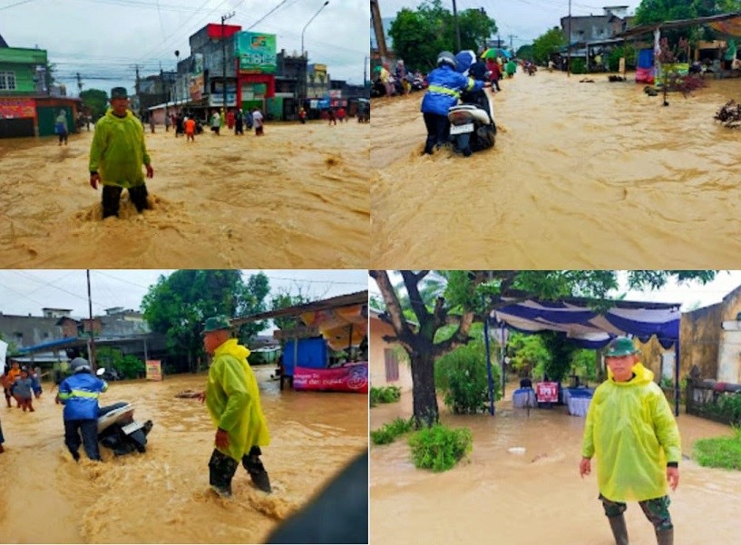 Kodim 0204/DS Siagakan Babinsa Pantau Banjir di 4 Desa Wilayah Koramil Sunggal