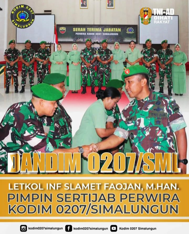 Dandim 0207/Simalungun Pimpin Upacara Korps Raport Sertijab Danramil