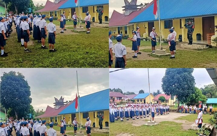 Babinsa Koramil 07/Salak Ajak SMPN 1 Pardomuan Ajak Tanamkan Nilai Kebangsaan dan Kedisiplinan Sejak Dini