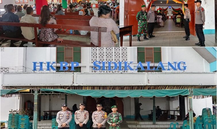 Personel Kodim 0206/Dairi dan Polres Dairi Amankan Perayaan Natal Hari Kedua di HKBP Sidikalang