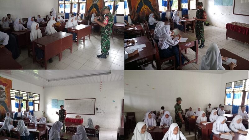 Babinsa Koramil 04/L.Bilik Berikan Wasbang Pada Siswa/Siswi SMP Negeri 1 Panai Tengah