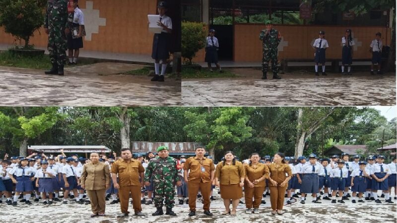 Babinsa Koramil 09/NL Pembina Upacara Sekaligus Lanjutkan Wasbang di SMP Desa Sennah