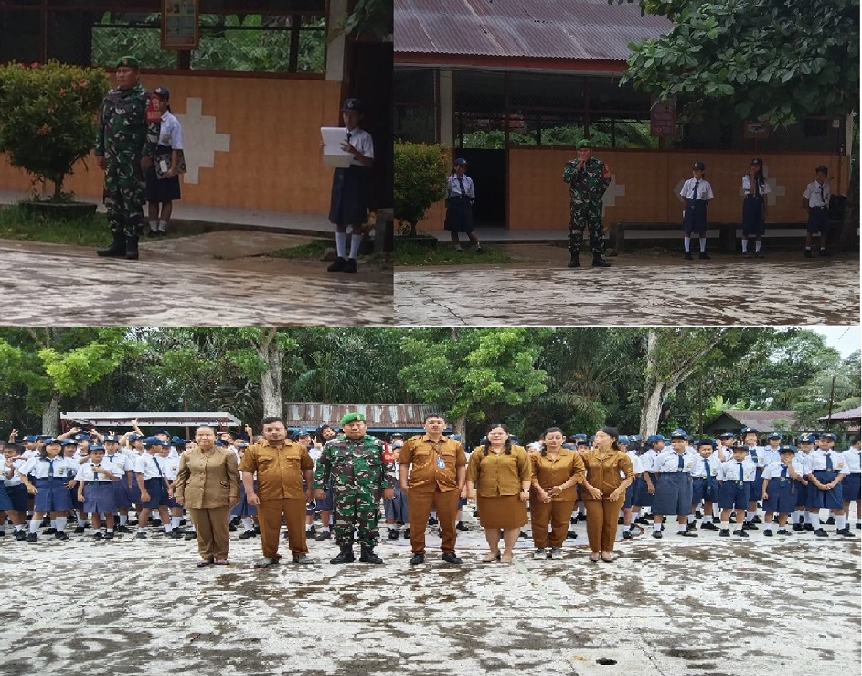 Babinsa Koramil 09/NL Pembina Upacara Sekaligus Lanjutkan Wasbang di SMP Desa Sennah