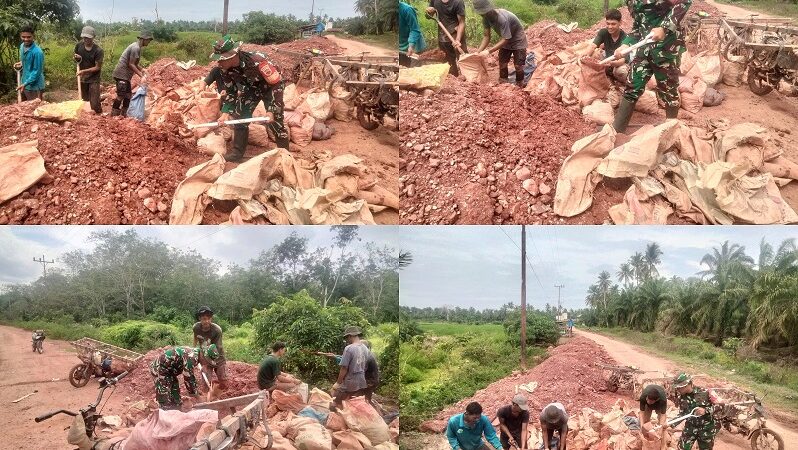 Babinsa Koramil 03/SB Melaksanakan Kegiatan Gotong Royong Bersama Masyarakat Desa Wonosari