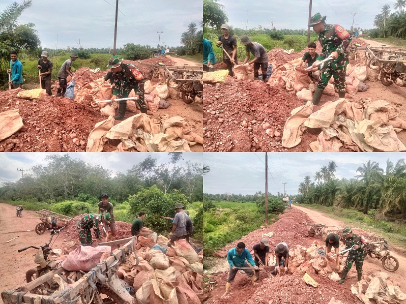 Babinsa Koramil 03/SB Melaksanakan Kegiatan Gotong Royong Bersama Masyarakat Desa Wonosari