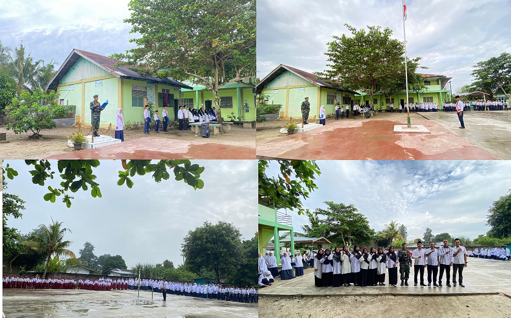 Babinsa Koramil 01/AK Menjadi Pembina Upacara Bendera di MTs Al Iklas Perkebunan Membang Muda