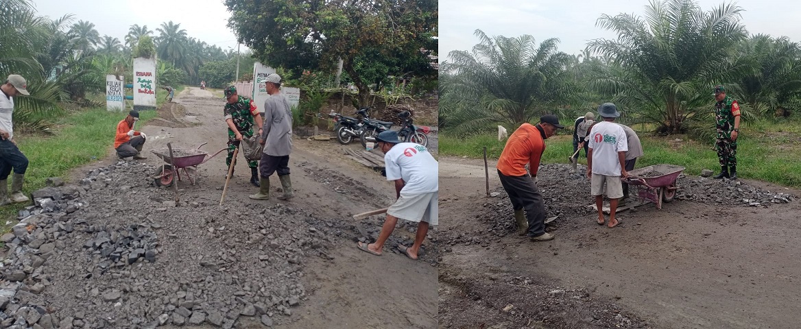 Babinsa Koramil 13/AN Ikut Hadir dalam Perbaikan Jalan untuk Tingkatkan Aksesibilitas Warga