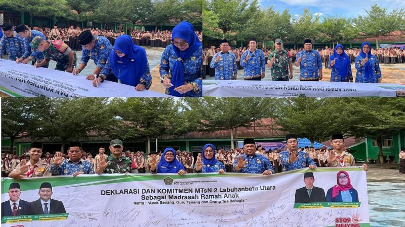 Koramil 01/AK Hadiri Deklarasi Bersama Stop Bullying di Madrasah Tsanawiyah Negri 2 Labura