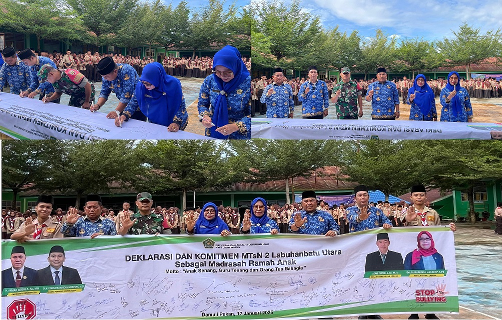 Koramil 01/AK Hadiri Deklarasi Bersama Stop Bullying di Madrasah Tsanawiyah Negri 2 Labura