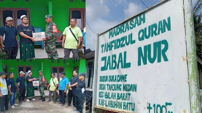 Kodim 0209/Labuhanbatu Bantu Salurkan Bantuan Al-Qur’an di Sekolah Tahfidz Jabal Nur