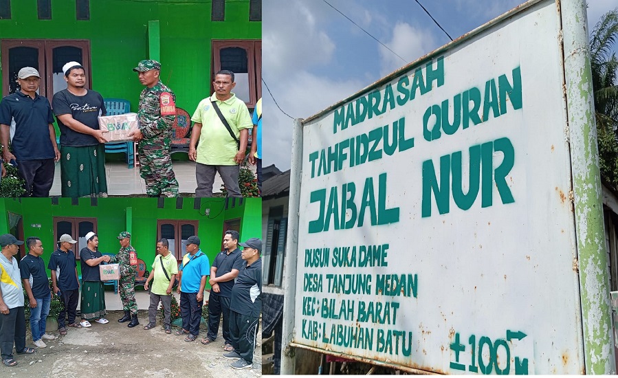 Kodim 0209/Labuhanbatu Bantu Salurkan Bantuan Al-Qur’an di Sekolah Tahfidz Jabal Nur