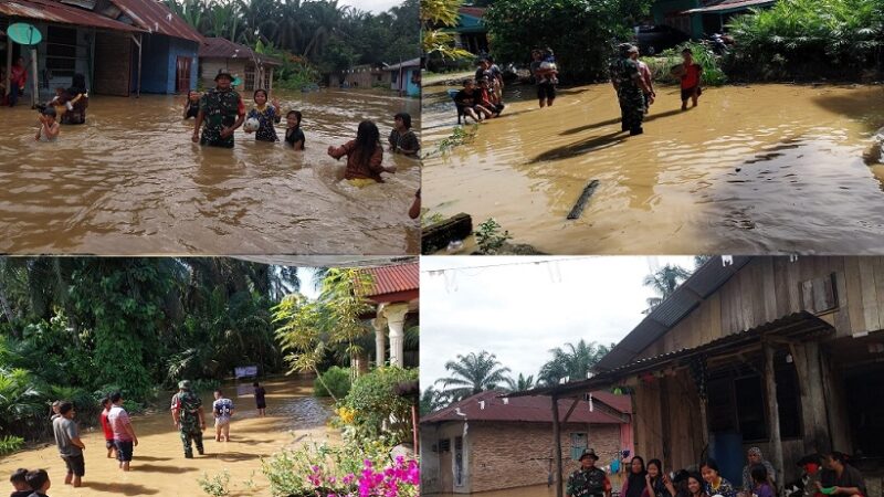 Terima Laporan Dari Mitra Karib, Koramil 12/ LP Terjun Langsung Ke Lokasi Banjir Dilangga Payung