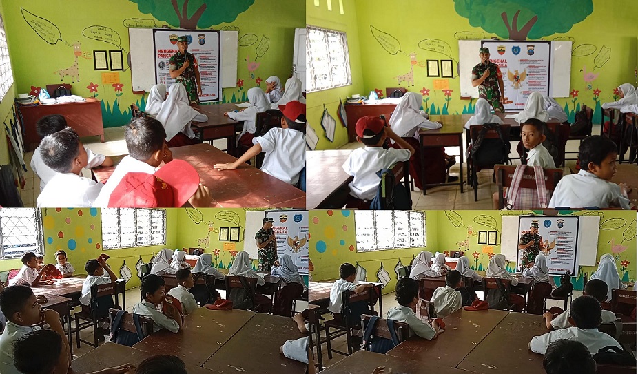 Babinsa Koramil 09/NL Berikan Materi Wasbang Di Sekolah Dasar Bilah Hilir