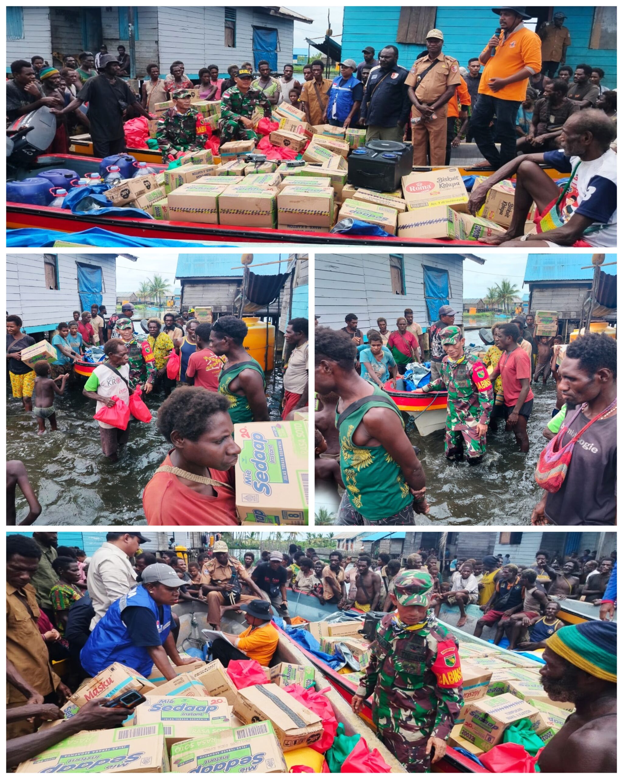 Babinsa Koramil Kimaam Salurkan Sembako untuk Warga Terdampak Banjir Rob