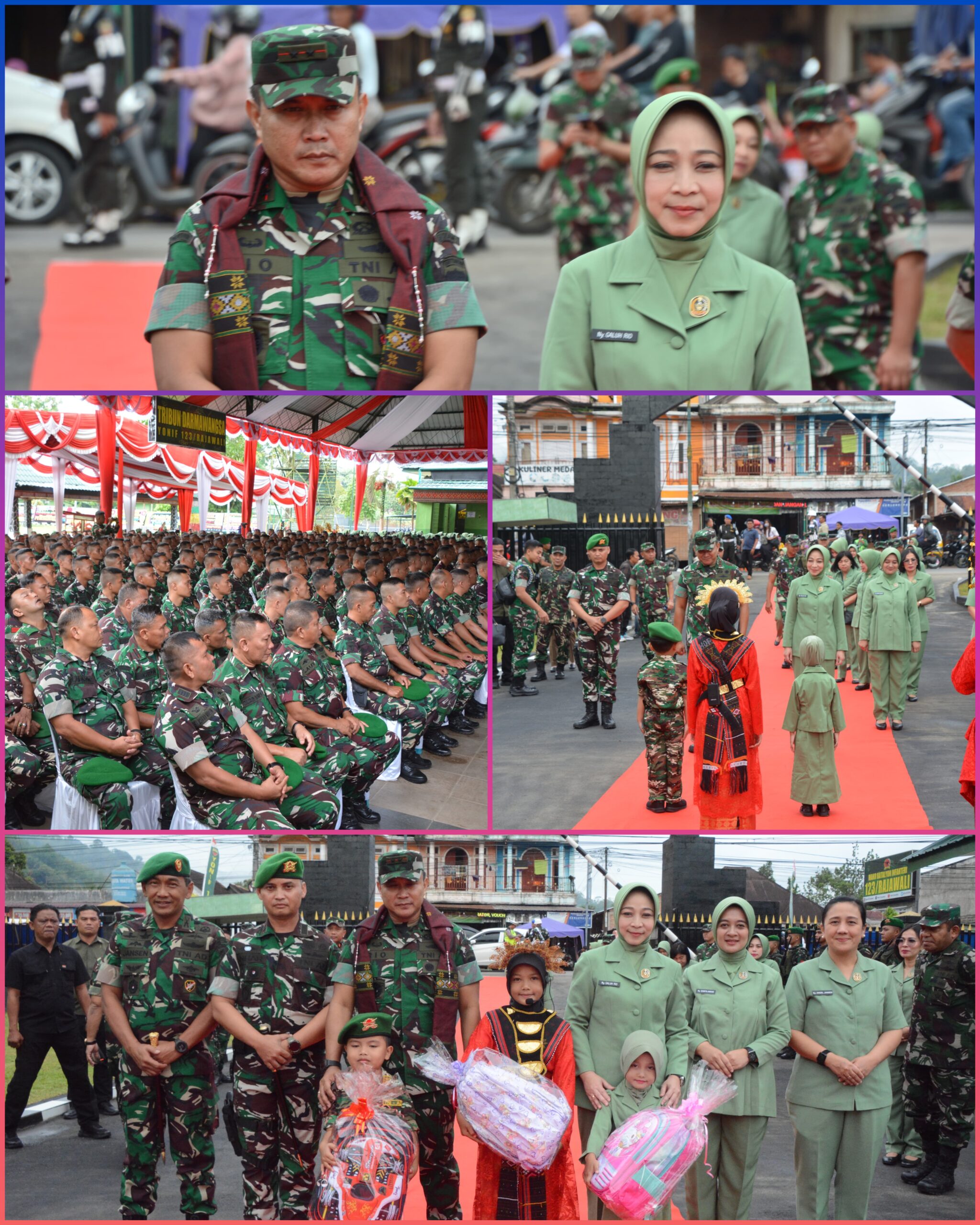 Pangdam I/BB didampingi Ketua Persit Kunker ke Yonif 123/RW,” Saya Bangga ditengah – tengah Prajurit”