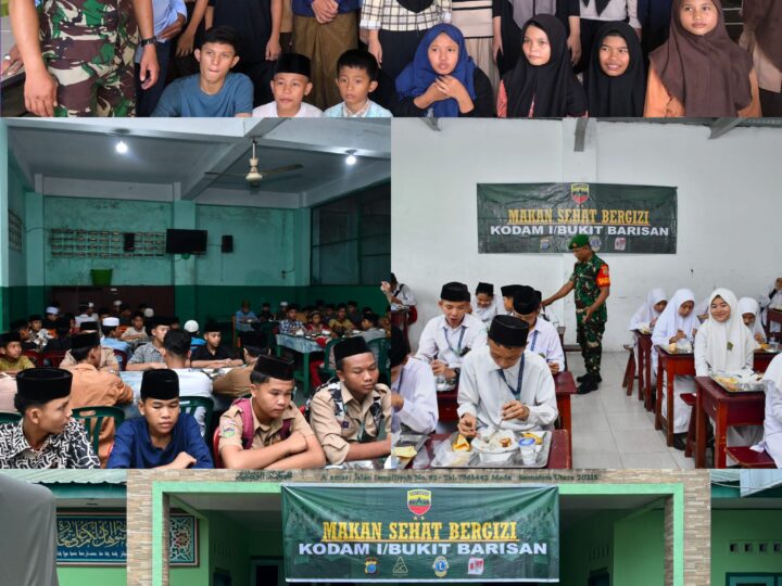 Anak Panti Asuhan Jamiyatul Washliyah dan Aceh Sepakat Darul Aitam Medan Terima Makan Sehat Bergizi Program Kodam I/BB
