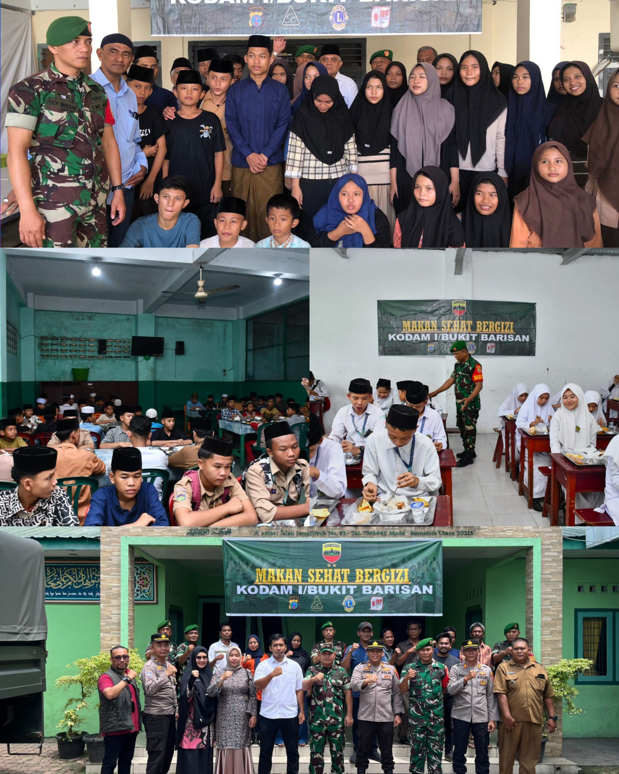 Anak Panti Asuhan Jamiyatul Washliyah dan Aceh Sepakat Darul Aitam Medan Terima Makan Sehat Bergizi Program Kodam I/BB