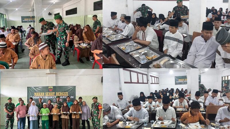Kodam I/BB Gelar Makan Sehat Bergiszi di Dua Panti Asuhan di Medan Deli