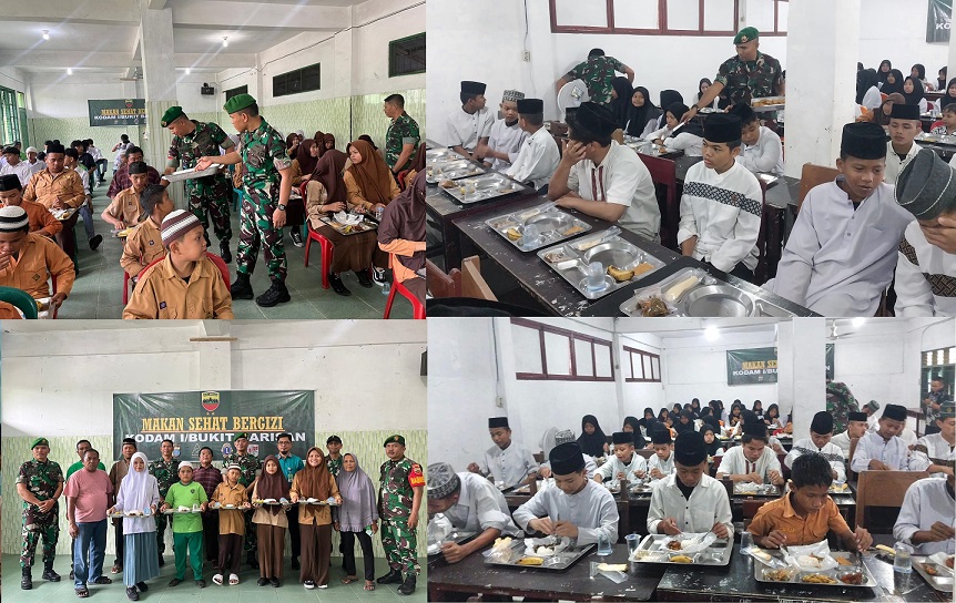 Kodam I/BB Gelar Makan Sehat Bergiszi di Dua Panti Asuhan di Medan Deli